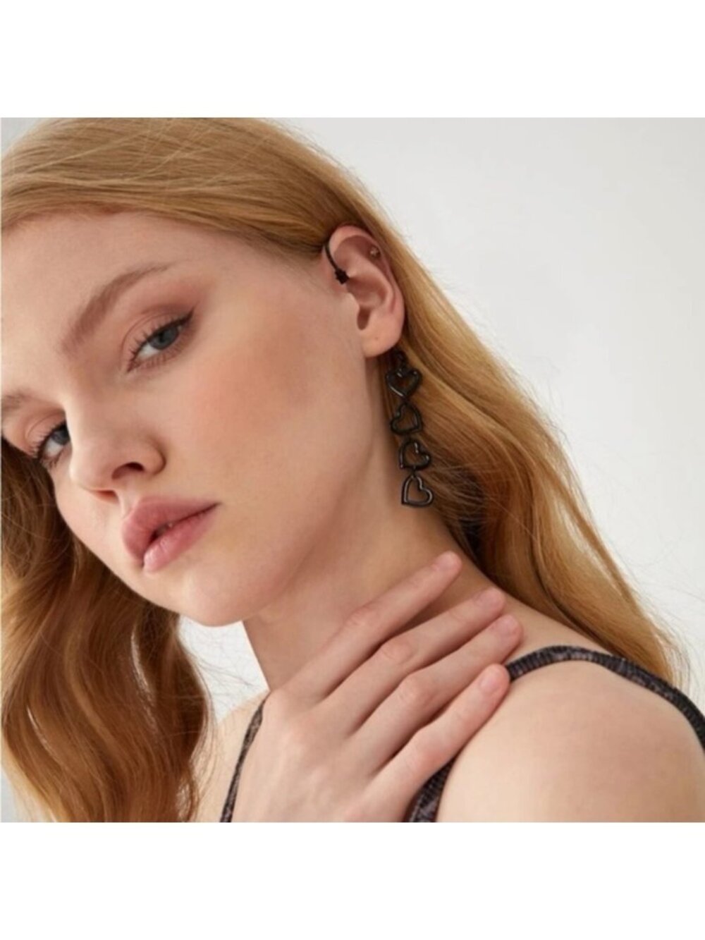 Black Heart Drop Ear Wrap - Picture 2 of 2